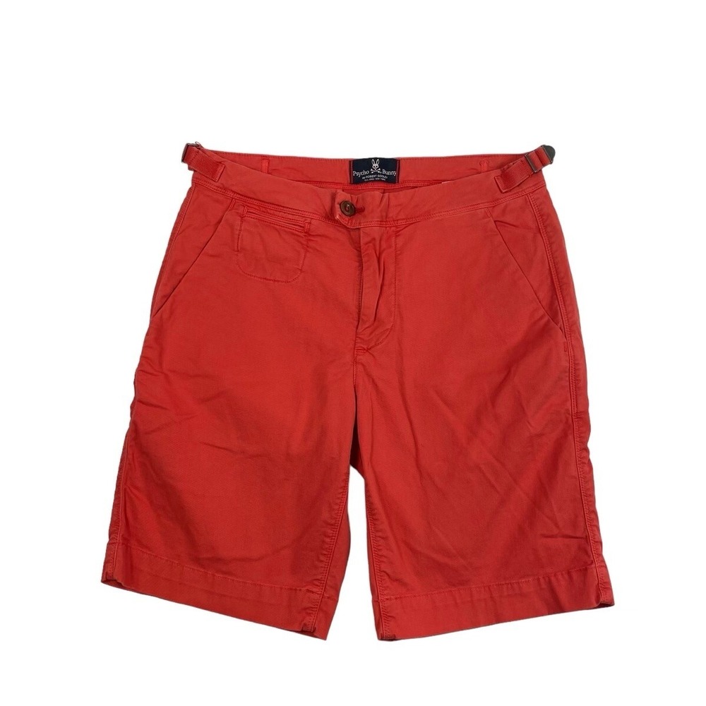 Psycho Bunny Orange Side Tab Mens Cotton Chino Short Size 29 Excellent